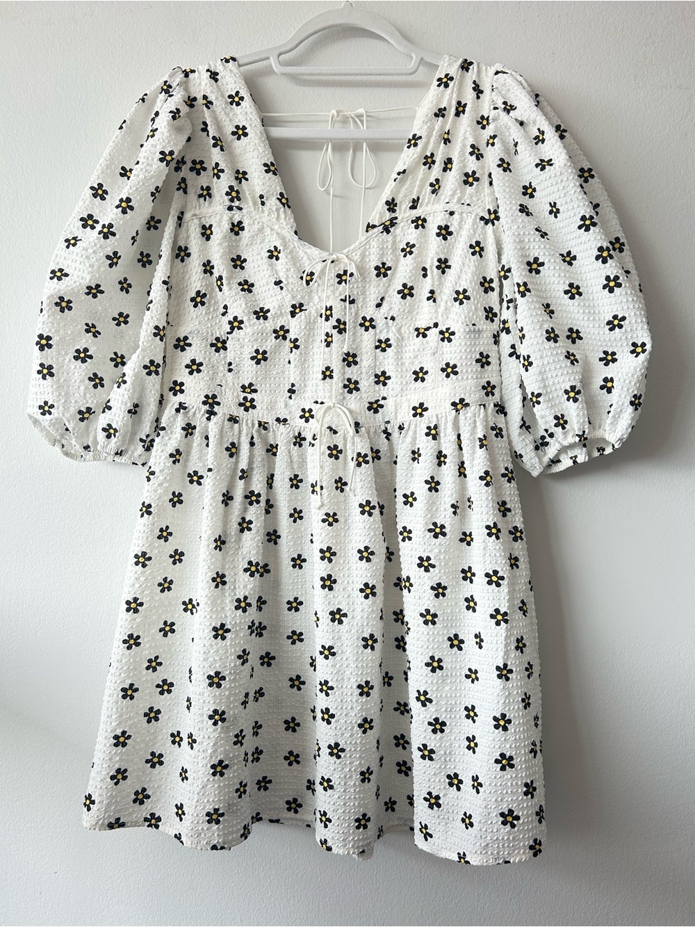 For Love And Lemons Connie Seersucker Daisy Print Corset mini Dress in Ivory